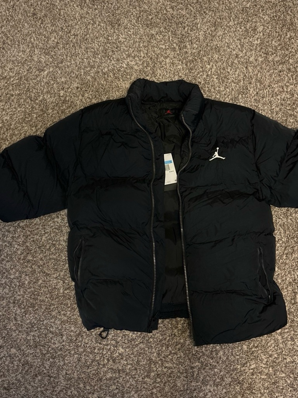 Jordan Black Men’s Short Puffer Jacket with Jumpman Logo